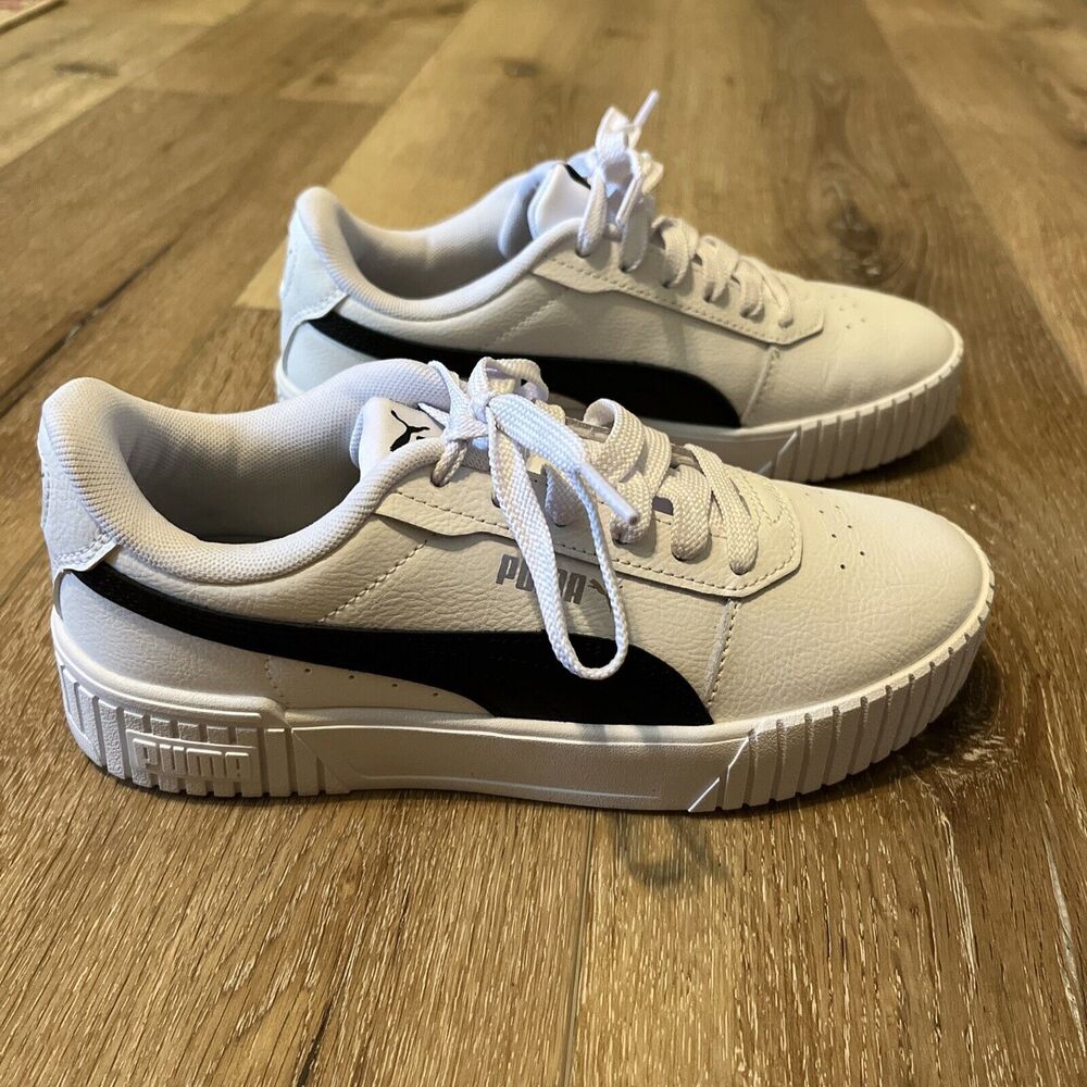 PUMA Women's Carina Sneaker, White Black  6 EUR 36